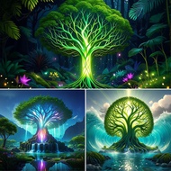 Aquarium background decorative stickers customized fish tank landscaping wallpaper Big Tree 3ft 4ft