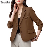 ZANZEA Women Korean Decorative Pocket Flap Long-Sleeved Lapel Blazer