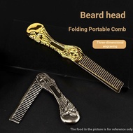 [Anti-itch Frog Gum Shampoo Brush] [Seckill Style] [3 Colors] Zinc Alloy Oil Head Folding Comb Beard Styling Comb Stainless Steel Portable Mini Retro Back Hairdressing Comb