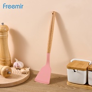 freemir Spatula/Sudip/Sutil Silikon Polos Warna Krem-Beige/Pink/Abu-Abu Pegangan Kayu Multifungsi Se