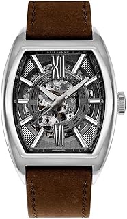 Infinum Cruiser G 9018 S-GY Silver Men Watch 54mm Auto 8N24 Movement 3 Hands Skeleton Leather Strap