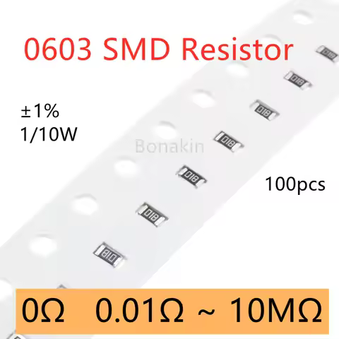 100pcs 0603 1% SMD Resistor 0R 10Ω 22ohm 100R 120R 330R 470R 510R 1K 1.5K 2K 2.2K 4.7K 5.1K 10K 15K 