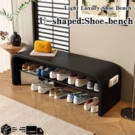 Shoe Bench Entrance Shoe Storage Integrated Chair and Shoe Rack U-Shaped Bench（100*35*40cm）