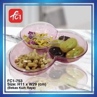 FC1-753 Raya CNY Candy Fruit Kuih Snack Clear 3 Compartment Container Storage