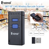 EYOYO MJ-2877 Wireless Bluetooth Barcode Scanner Mini  Portable Reader Red Light 1D CCD BarCode  Rea