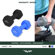 New Series Wannafit Dumbbell 4Kg Vinyl Neoprene Dumbbell Barbell 4 Kg Anti Slip Weight Training Equi