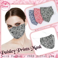 🌸ETHEREAL FASHION🌸 Paisley Prints Mask Cotton Mask FREE Filter Pad Reusable Mask Face Covering Fashion Mask