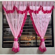 Floral Knitted Net Curtain - Langsir Tingkap 3 Ruang / 3 Panel Window Curtain
