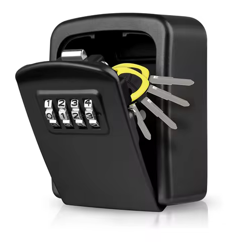 Black/Gold/Silver Metal Key Lock Box Outdoor Wall Mounted Key Holder Organizer 4 Digit Combination S