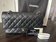 Chanel classic flap medium Cf 25 銀扣荔枝皮