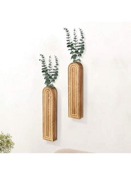 1 pieza Decoración de pared: Macetero de madera de pared para plantas de interior, moderno planter para paredes del baño, sala de estar y cocina, jarrón rústico para decoración con flores secas o follaje falso, marrón (plantas no incluidas)