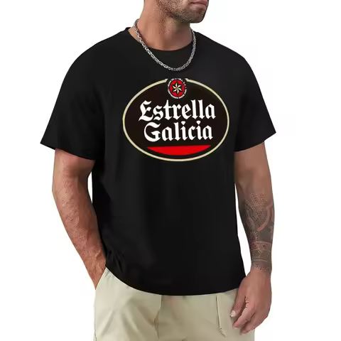 Estrella Galicia Beer Spain graphic t shirts kawaii clothes cat heavy weight for men heavyweight fas