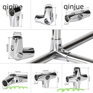 QINJUE 1Pc Pipe Joint, Clothes Display Rack Stainless Steel Tube Connector, Round Fixed Clamp Furniture Hardware 25mm 32mm Rod Support Pipe
