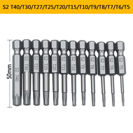 ก้านหกเหลี่ยม ดอกพลัม 11 /12 Torx ชุดดอกสว่านกลวง50/75/100มม. T5-T40ชุดหัวไขควงดอกไขควง