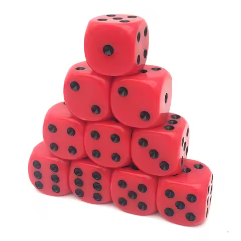 Hot Sale 10Pcs 16mm Black Red Six Sided Spot D6 Playing Games Dice Set Opaque Dice For Bar Pub Club 