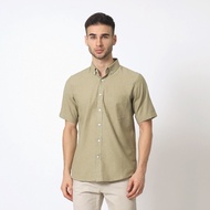 KEMEJA HIJAU Cotton Well Ben Shirt Sage GreenOlive | Green Short Sleeve Basic Oxford Shirt Kemeja Le