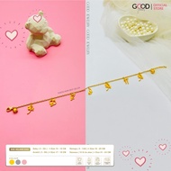 Good Personalized Name Anklet, Kids Anklet Made 916 Gold Plated Indogold, Love Series