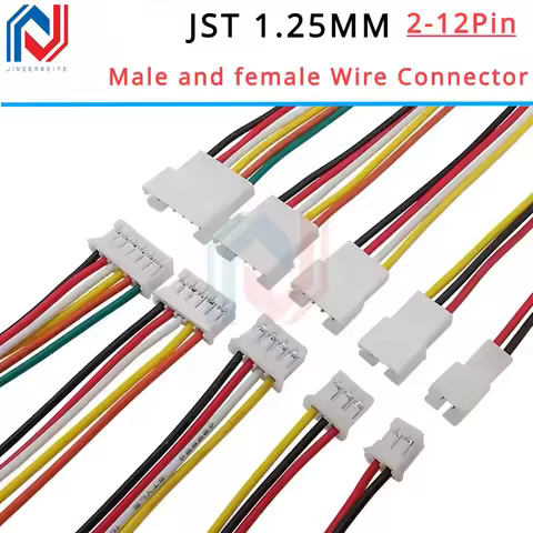 10Pcs JST 1.25 Male Female Wire Connector Pitch 1.25mm 2P 3P 4P 5P 6P 7P 8P 9P 10P 11P 12Pin Plug Ja