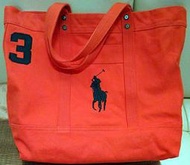 賠本拼了2000全館兩件免運全新真品 polo RL ralph lauren 3號 橘色大帆布包拖特包Lv Gucci