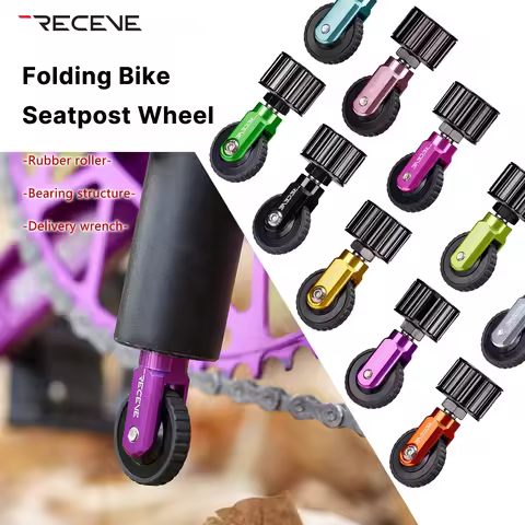 RECEVE Folding Bike Seatpost Easy Wheel Bicycle Seat Tube Push Wheels 28-32MM Seatpost Easywheel For