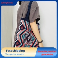 Lady Knitting Gypsy Bohemian Boho Chic Aztec Tote Bag Women Crochet Woolen Open Shopper Top-handle B