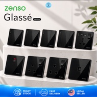 [𝐒𝐈𝐑𝐈𝐌]  ZENSO Switches Glasse Black Glass Rocker Slim Switches & Socket Suis Kaca Suis Lampu