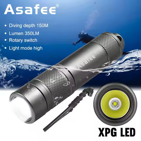 Asafee AF11 XPG LED Small Diving Flashlight Waterproof IPX8 Diving Dive Lamp Scuba Backup Diver Torc