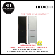 HITACHI R-SG38KPS 3 DOORS REFRIGERATOR (GLASS BLACK)(GLASS WHITE) - 2 YEARS MANUFACTURER  WARRANTY