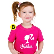 Barbie Princess Movies Barbie logo T-Shirt for Kids Pink Fuchsia Color 100% Cotton