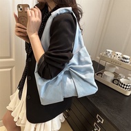 D0801 Denim Bow Tote Bag Exquisite Niche Commuter Bag Fashion Simple Handbag ins Shoulder Bag Undera