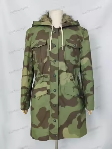 Reproduction GERMAN ARMY M43 ITALIAN CAMO RABBIT FUR WINTER PARKA GREAT COAT Work Wear Uniforms