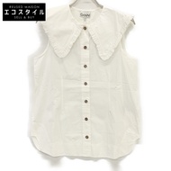 Ganni BA. D 6027 White Big Color Sleeveless Blouse, Size 36 (Pre-owned)