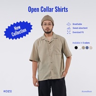 KOZE Open Collar Shirt Sage Green - Kemeja Kerah Lengan Pendek  Terbuka Hijau Sage