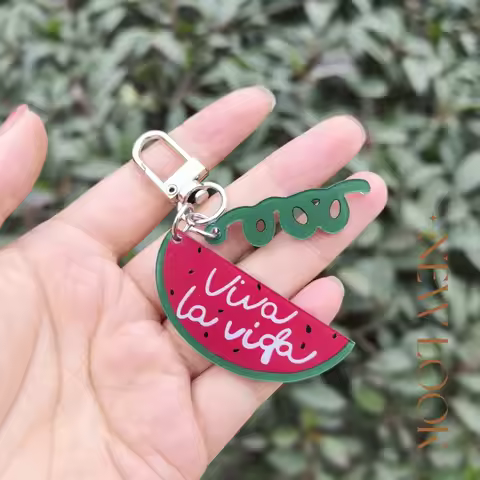 TV Twinkling Watermelon Cosplay Shining Watermelon Key Chain Two-sided Keychain Acrylic Pendant Keyr