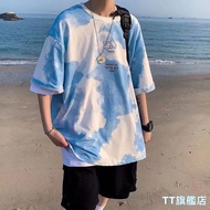 @@ TT Flagship Store Boys Tie-Dye Short-Sleeved T-Shirt Summer Clothes Five-Point Sleeve Short T Kor