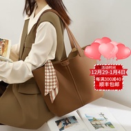 Calwan Keodh托特大包包真皮高级感单肩包新款包包女包女时尚ck风奢侈品送老婆生日礼物送女友 栗棕色