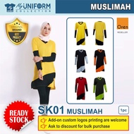 [Original Brand] Oren Sport SK01 Female Muslimah Long Sleeve V-Neck T-Shirt / Customize Logo Muslima