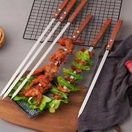 5Pcs BBQ Skewers with Wooden Handles Reusable Grill BBQ Barbecue Sticks
