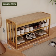 Bamboo 3 Tier Shoe Rack Small Bench  Shoe Rack with Bench Bathroom Bench Shoe Organizer for Entryway