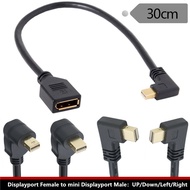 4K Gold-Plated Mini DisplayPort Male Elbow toDP Busbar Large DP Female to Mini DP Male Display Cable