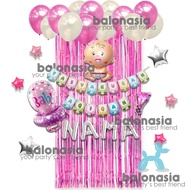 Dekorasi paket Balon simple baby aqiqah backdrop tirai