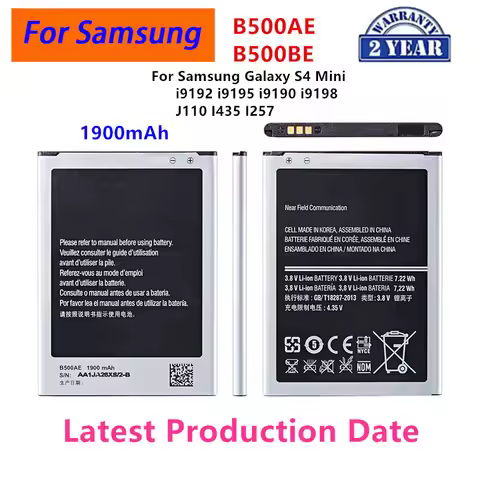 Brand New B500AE B500BE Battery 1900mAh For Samsung Galaxy S4 Mini i9192 i9195 i9190 i9198 J110 I435