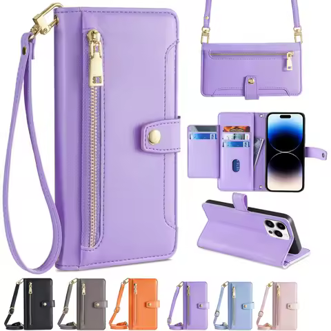 Luxury Zipper Crossbody Case for Vivo X100 X90 Pro Plus X80 Lite X70 X60 X50 X50E Leather Lanyard 5 