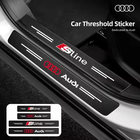 Carbon Fiber Car Door Plate Threshold Protector Sticker For Audi S8 TT A4L A6L RS6 C6 S3 S4 S5 S6 S8