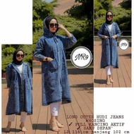 JAKET JEANS HIJABERS / TUNIK JEANS HOODIE/ OUTER JEANS