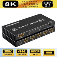 HDMI 2.1 Switch Splitter 120Hz 5-port 4K 120Hz Switcher CEC 48gbps HDMI 2.1 Switch 8K with remote Dolby Vison