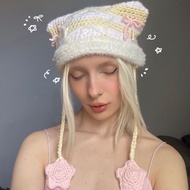 HANDMADE STAR BEANIE CAT HAT/CAT BEANIE KOREAN FASHION AESTHETIC/KAWAI STYLE/SANRIO/CROCHET HAT CUTE