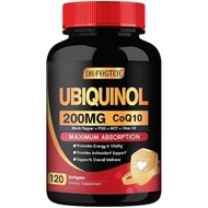 DRFOSTER Coq10 Ubiquinol 200mg, Coq10 200mg Softgels, Max Absorption Ubiquinol with Vitamin E & PQQ 