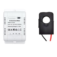 Tuya Smart Bi Directional WiFi Meter 150A Clamp Current Sensor Transformer Solar PV Two Way Power Mo
