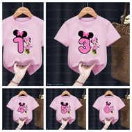 kawaii Girl t-shirt Cute Mickey Mouse 1-12 Years Old Custom Name Birthday Digital Print Children's C